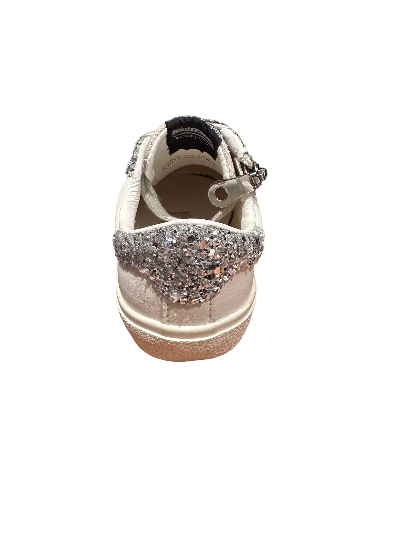 KIDS CAROLINA SNEAKER- WHT/GREY GLITTER