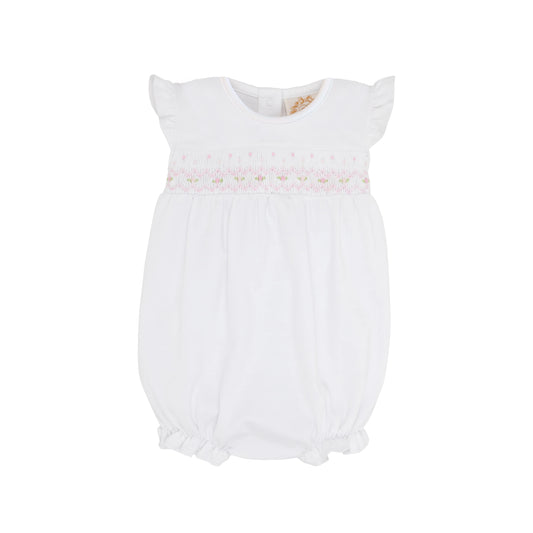 SMOCKED BANBURY BUBBLE - WORTH WHITE/PALM BEACH PINK