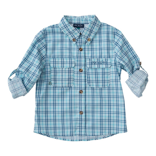 FOUNDERS KIDS FISHING SHIRT - SUNSET VIBES PLAID