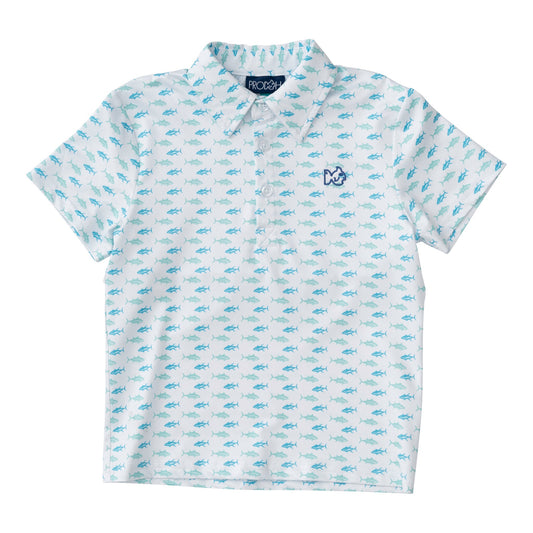 BOYS PRO PERFORMANCE POLO - TWIN TUNA PRINT