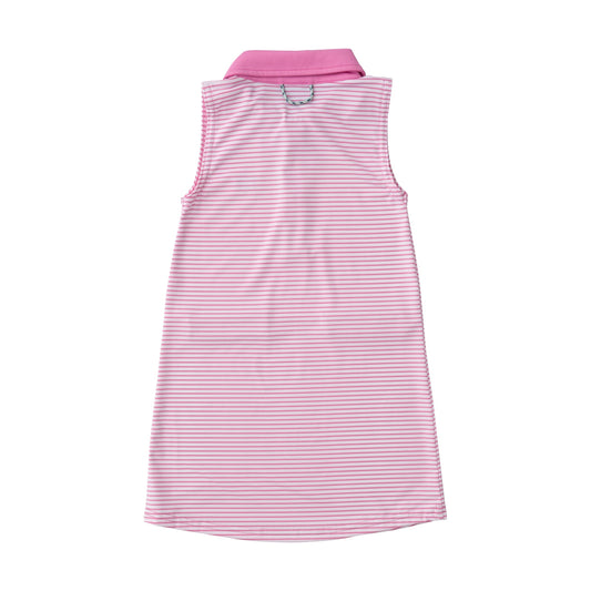 SLEEVELESS PRO PERFORMANCE POLO DRESS - FUCHSIA PINK STRIPE
