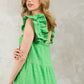 TEXTURED TIERED MAXI DRESS - GREEN