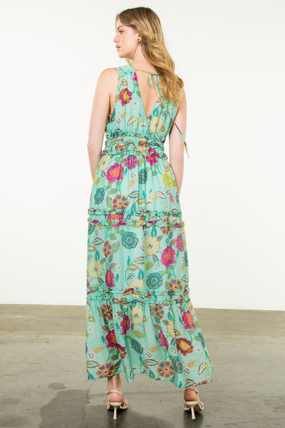 FLORAL PRINT MAXI DRESS - MINT