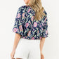 FLORAL BOATNECK BALLOON SLEEVE - NAVY