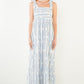TIE STRAP SQUARE NECK PRINT MAXI DRESS - WHITE
