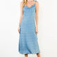 TIE STRAPS POLKA DOT MIDI DRESS - BLUE