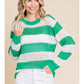 STRIPED KNIT TOP - GREEN/WHITE