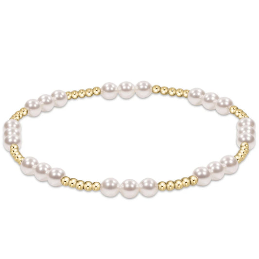 CLASSIC JOY PATTERN 4MM BEAD BRACELET - PEARL