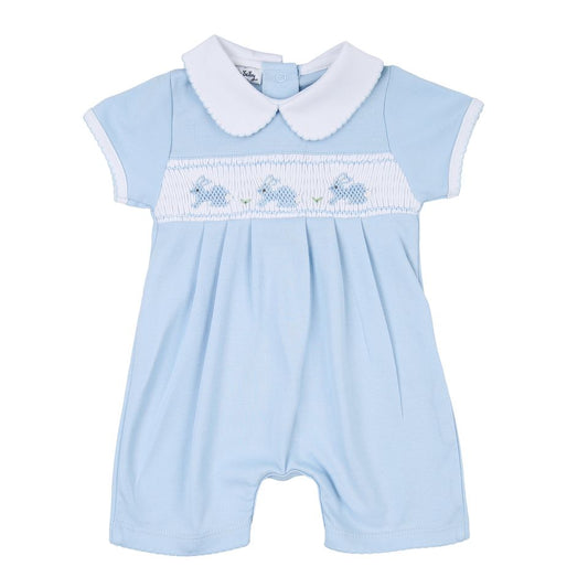 PASTEL BUNNY CLASSICS SMOCKED COLLARED SHORT PLAYSUIT