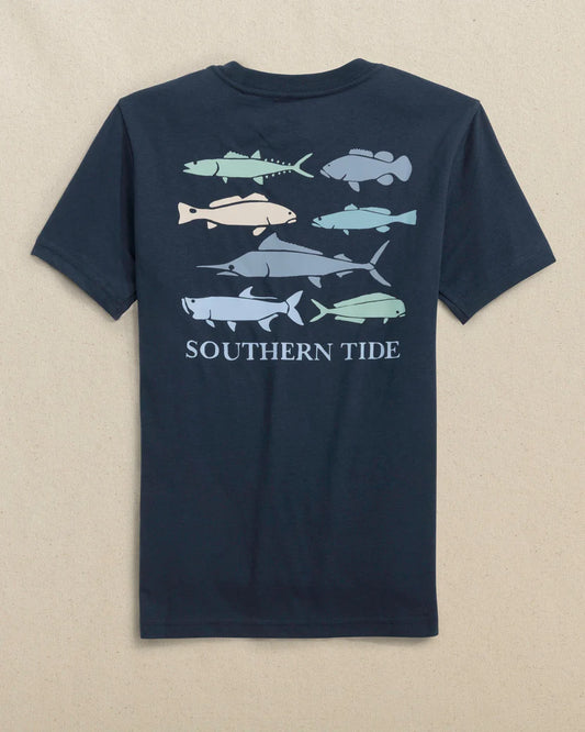 Y SS FISH STAMP TEE - DRESS BLUE