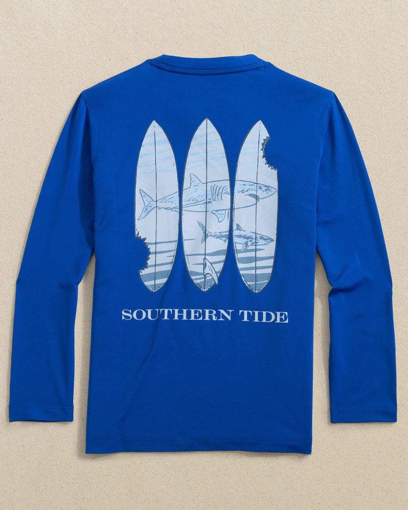 BOYS SHARK BITE SURFBOARD LS PERFORMANCE TEE