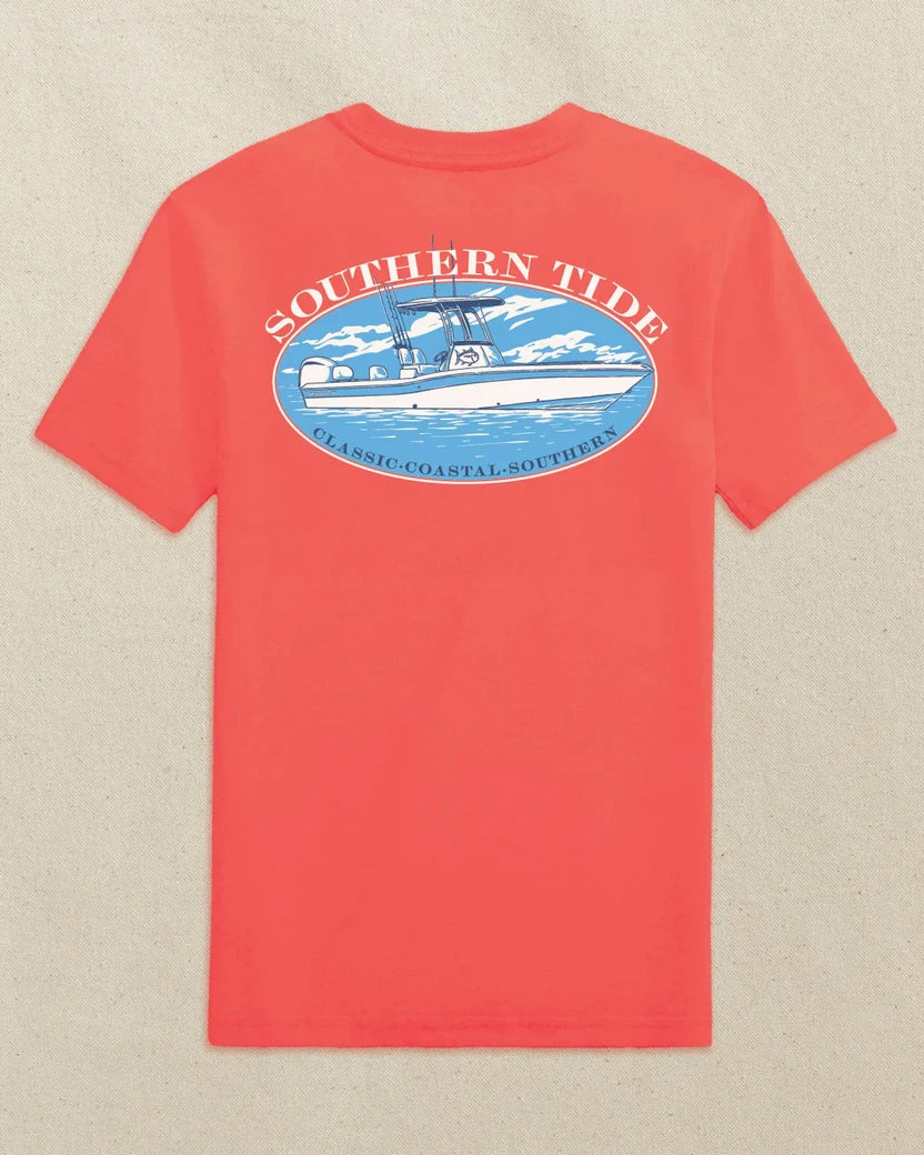 BOYS SKIPJACK CENTER CONSOLE TEE - CORAL BEACH