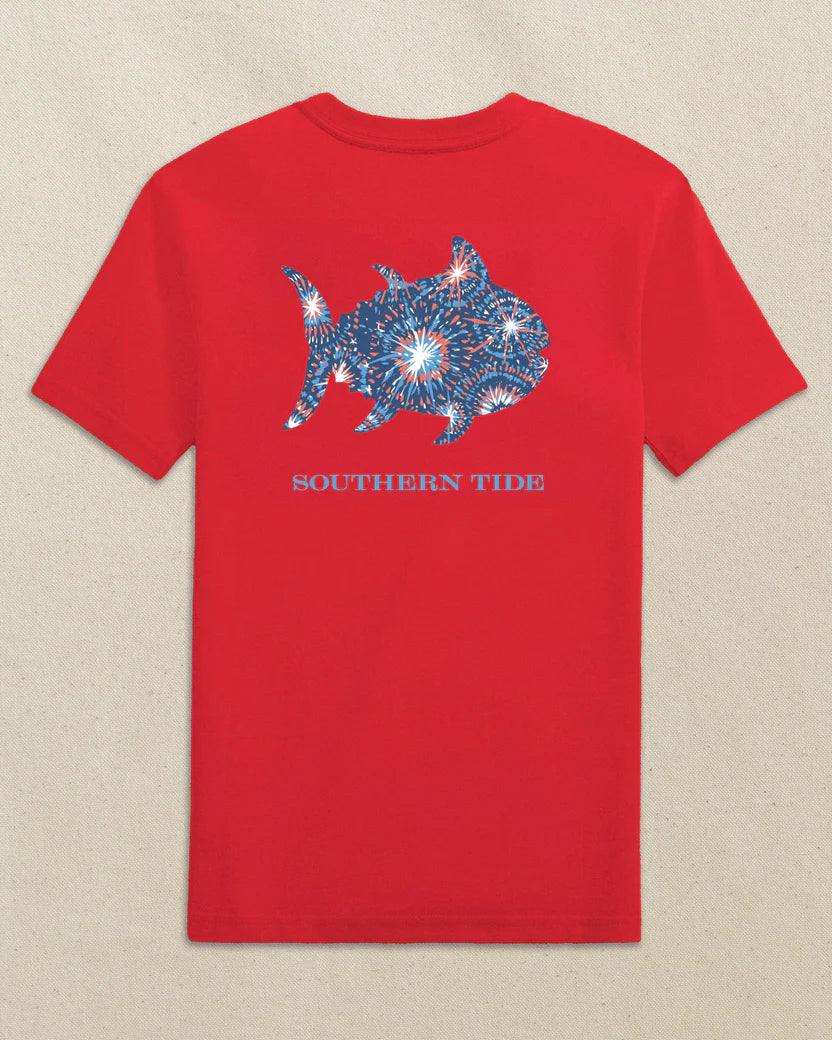 KIDS SKIPJACK FILL FIREWORK SS T-SHIRT - CHANNEL MARKER RED
