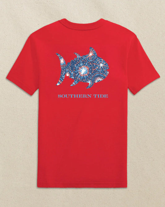KIDS SKIPJACK FILL FIREWORK SS T-SHIRT - CHANNEL MARKER RED