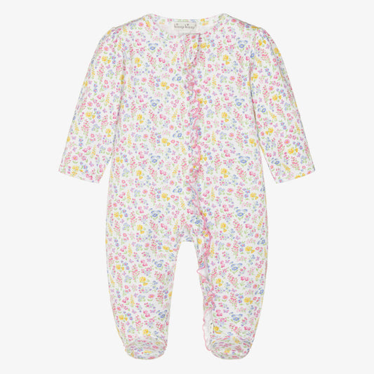 PASTEL GARDEN RUFFLE  FOOTIE WITH ZIP