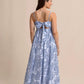 LEIGHTON BLUE PALMS SEERSUCKER TIE BACK MAXU DRESS - BLUE LOLITE