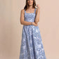 LEIGHTON BLUE PALMS SEERSUCKER TIE BACK MAXU DRESS - BLUE LOLITE