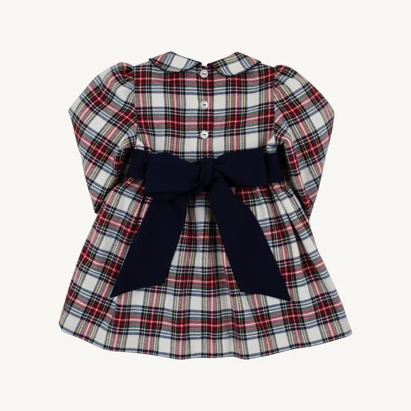 LONG SLEEVE CINDY LOU SASH DRESS - PARIS PIKE PLAID/NANTUCKET NAVY