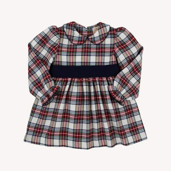LONG SLEEVE CINDY LOU SASH DRESS - PARIS PIKE PLAID/NANTUCKET NAVY