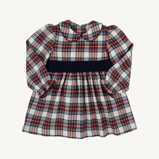 LONG SLEEVE CINDY LOU SASH DRESS - PARIS PIKE PLAID/NANTUCKET NAVY