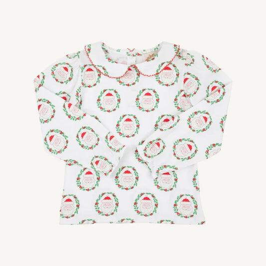 LS MAUDE'S PETER PAN COLLAR  SHIRT - NORTH POLE PORTRAIT WITH RICHMOND RED