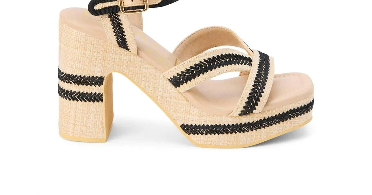 ADELAIDE RAFFIA PLATFORM HEEL - BLACK