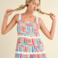 STRIPED TIERED RIC RAC MIDI DRESS