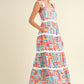 STRIPED TIERED RIC RAC MIDI DRESS