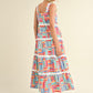 STRIPED TIERED RIC RAC MIDI DRESS
