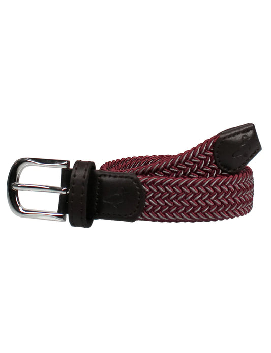 BOYS COUNTRY CLUB STRETCH BELT - MAROON/GREY