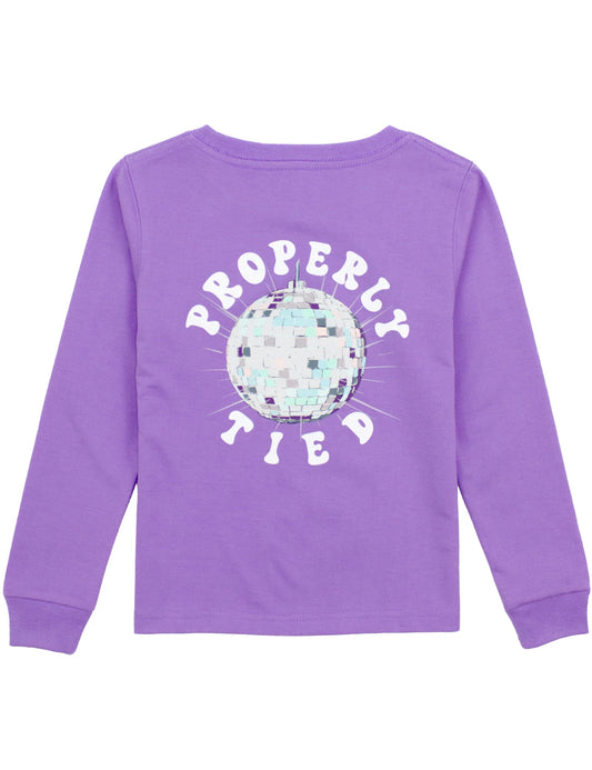 GIRLS DISCO BALL LS TEE - LIGHT PURPLE