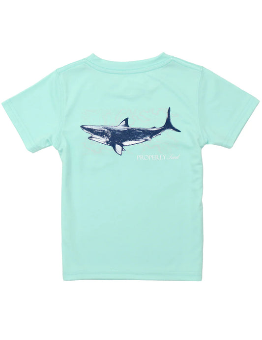 BOYS PERFORMANCE TEE SS TOPO SHARK SEAFOAM