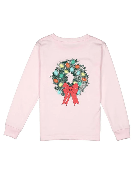 GIRLS WREATH LS TEE - ROSE