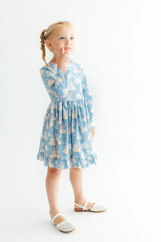 NATIVITY LS RUFFLE HEM TWIRL DRESS