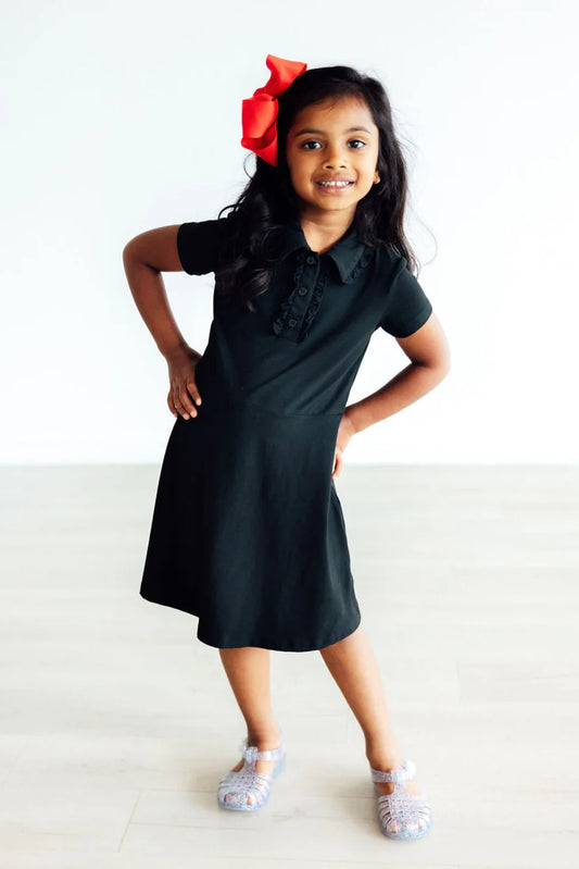 BLACK S/S POLO DRESS
