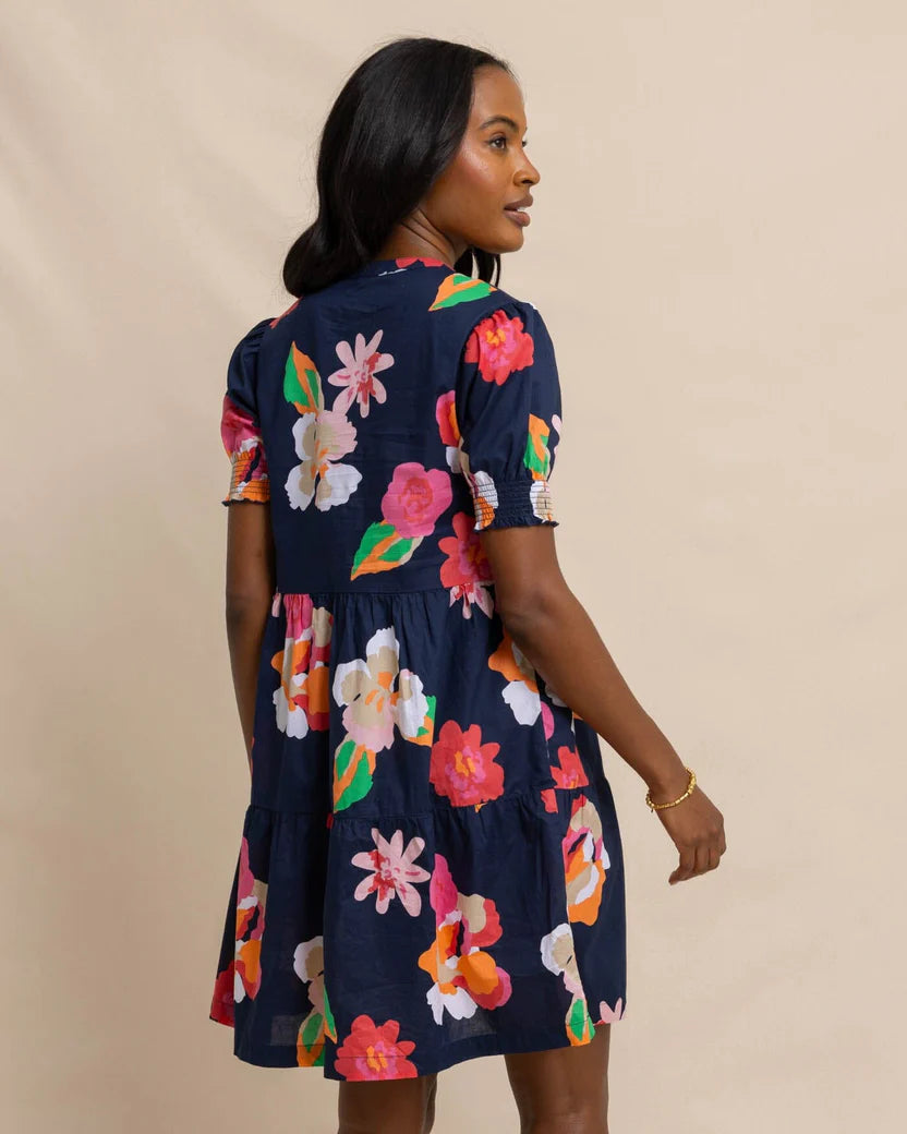 MINA GARDEN SPLENDOR TIERED DRESS - BLUE
