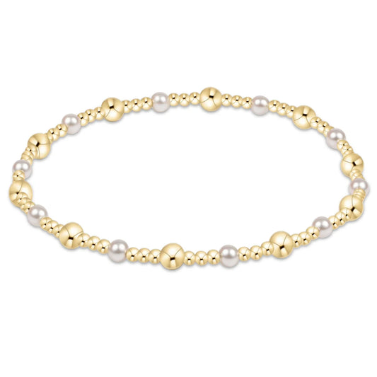 CLASSIC GOLD SINCERITY PATTERN 4MM BEAD BRACELET - PEARL