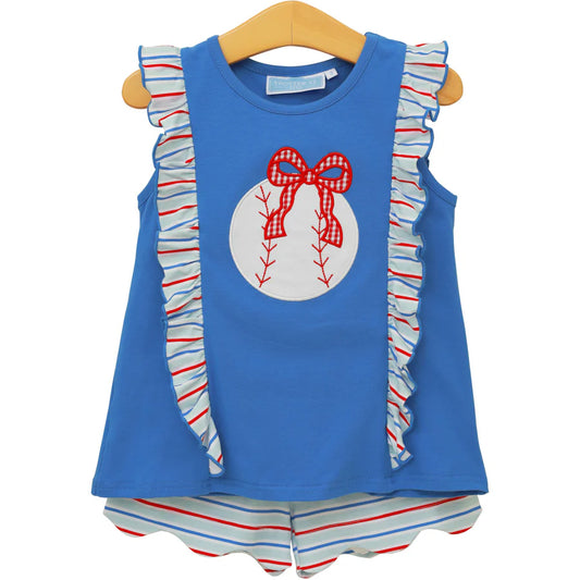 PLAY BALL RUFFLE SHORT SET