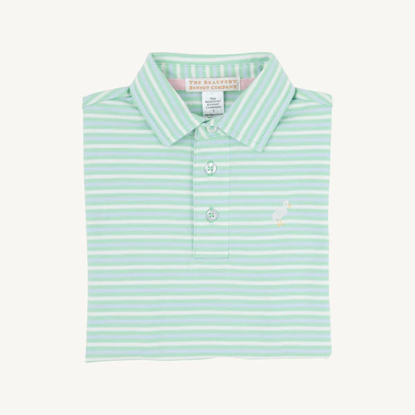 PRIM AND PROPER POLO - SUMMER COUNTY STRIPE (GRACE BAY GREEN)
