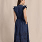REBEKAH EYELET MIDI DRESS DRESS BLUE