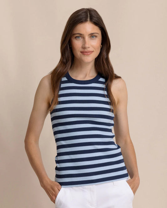 RYAN STRIPED RIB TANK - CERULEAN