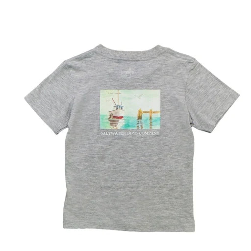 SHRIMP BOAT GRAPHIC TEE - GREY HEATHER