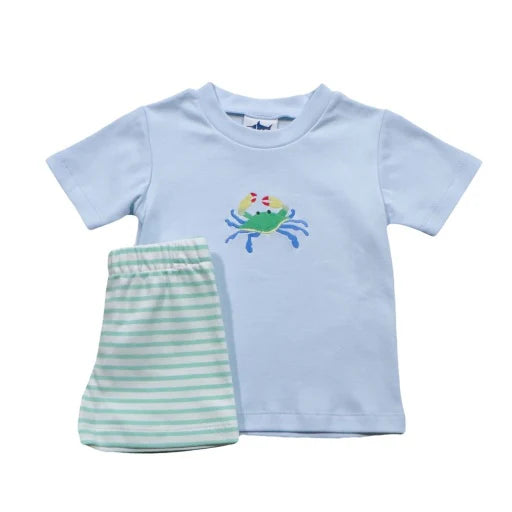 CRAB 2 PIECE SHORT SET - MINT STRIPE