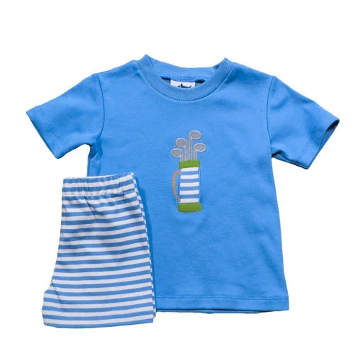 GOLF 2 PIECE SHORT SET - BLUE STRIPE