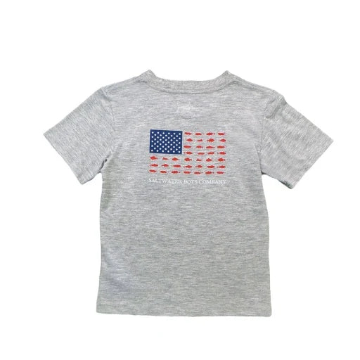 FLAG GRAPHIC TEE - GREY HEATHER