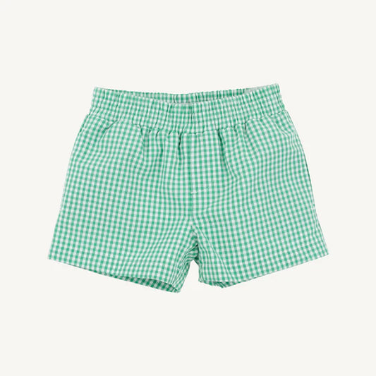 SHEFFIELD SHORTS - GIBSON ISLAND GREEN MINNI GINGHAM