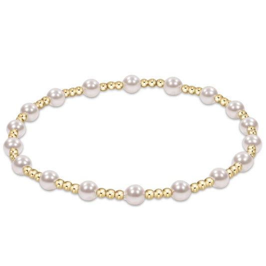 CLASSIC SINCERITY PATTERN 4MM BEAD BRACELET - PEARL