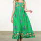 TIE STRAP FLOWER PRINT DRESS - GREEN