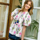 PUFF SLEEVE FLORAL TOP - WHITE