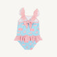 ST.LUCIA SWIMSUIT - PARROT CAY CANOPY WITH PARROT CAY CORAL STRIPE